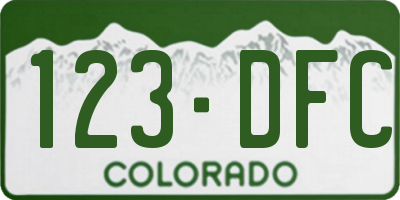 CO license plate 123DFC