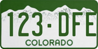 CO license plate 123DFE
