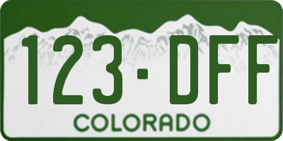 CO license plate 123DFF