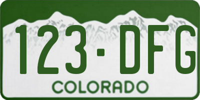 CO license plate 123DFG