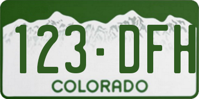 CO license plate 123DFH