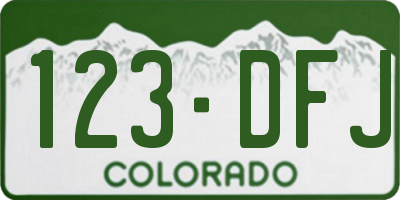 CO license plate 123DFJ
