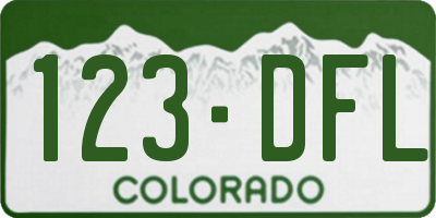 CO license plate 123DFL