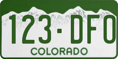 CO license plate 123DFO