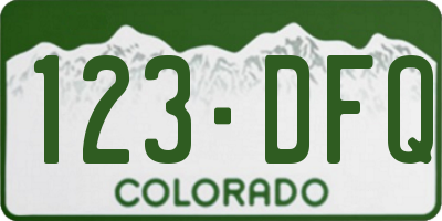 CO license plate 123DFQ