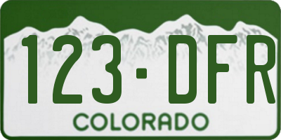 CO license plate 123DFR