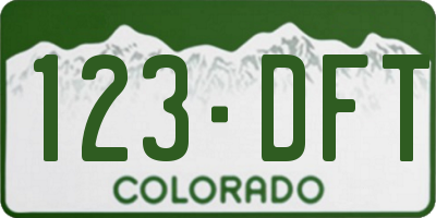 CO license plate 123DFT