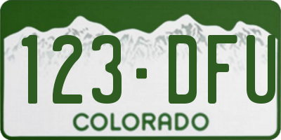CO license plate 123DFU