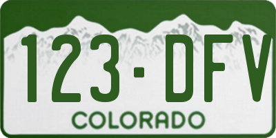 CO license plate 123DFV