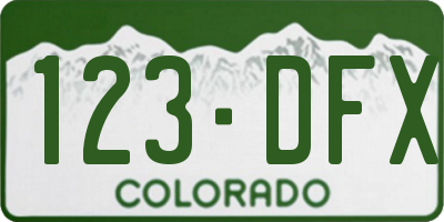 CO license plate 123DFX