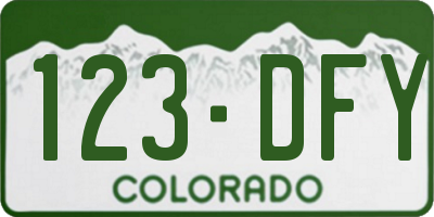 CO license plate 123DFY