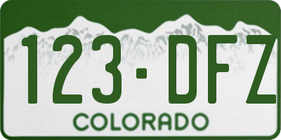 CO license plate 123DFZ