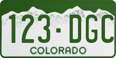 CO license plate 123DGC