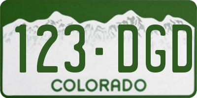 CO license plate 123DGD
