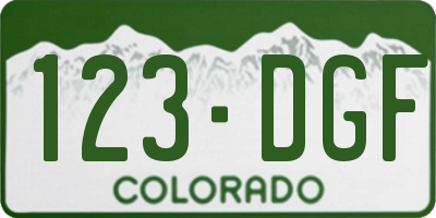 CO license plate 123DGF