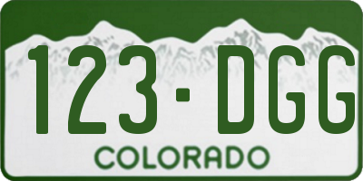 CO license plate 123DGG