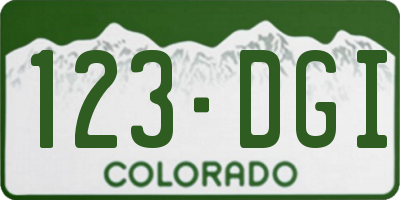 CO license plate 123DGI