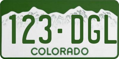 CO license plate 123DGL