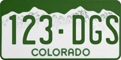 CO license plate 123DGS