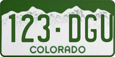 CO license plate 123DGU