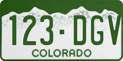 CO license plate 123DGV