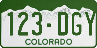 CO license plate 123DGY