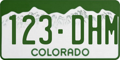 CO license plate 123DHM