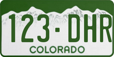 CO license plate 123DHR