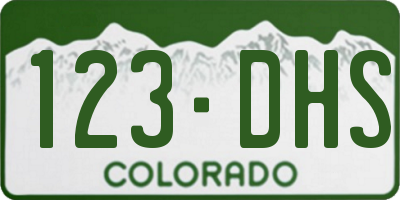 CO license plate 123DHS