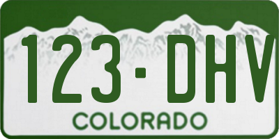 CO license plate 123DHV