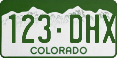 CO license plate 123DHX