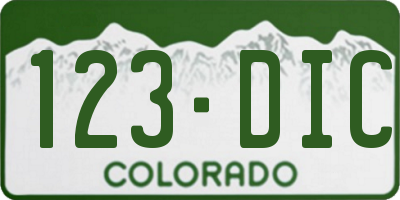 CO license plate 123DIC