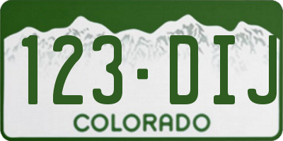 CO license plate 123DIJ