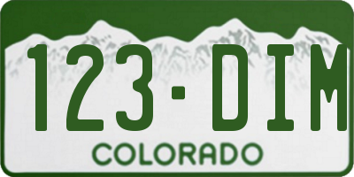 CO license plate 123DIM