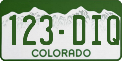 CO license plate 123DIQ