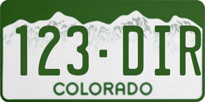 CO license plate 123DIR