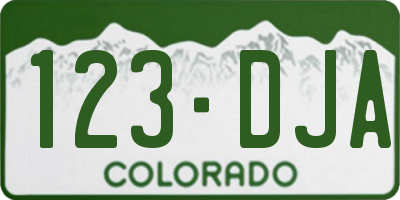 CO license plate 123DJA