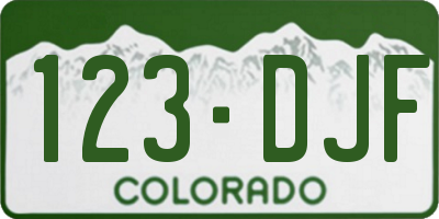 CO license plate 123DJF