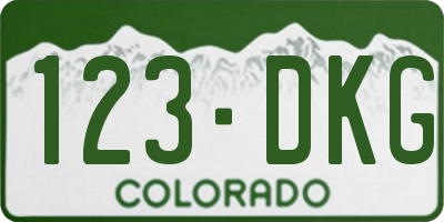 CO license plate 123DKG