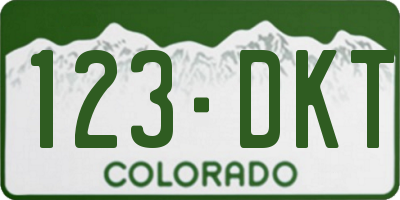 CO license plate 123DKT