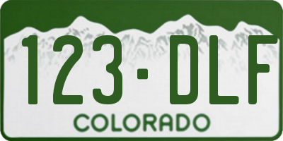 CO license plate 123DLF