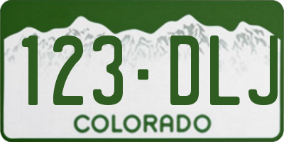 CO license plate 123DLJ
