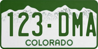 CO license plate 123DMA