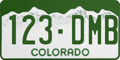 CO license plate 123DMB