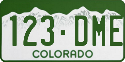 CO license plate 123DME
