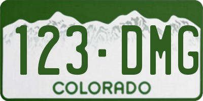 CO license plate 123DMG