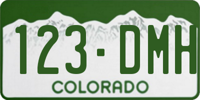 CO license plate 123DMH