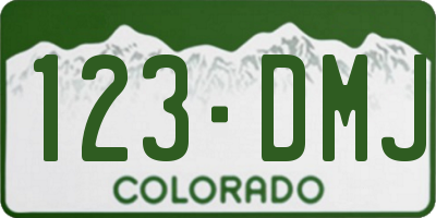 CO license plate 123DMJ