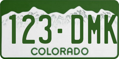 CO license plate 123DMK