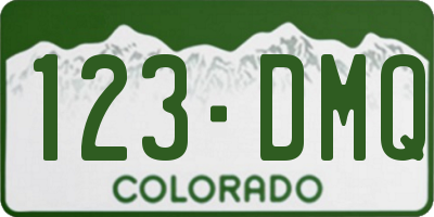 CO license plate 123DMQ